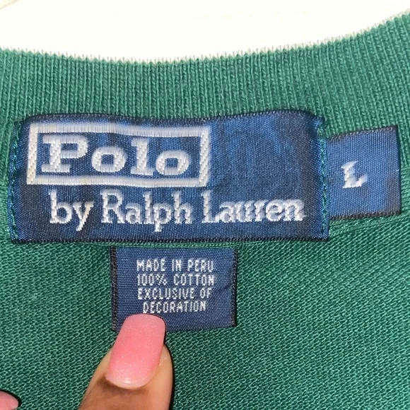 Polo Ralph Lauren forest green large 100% Cotton Striped Collar - Picture 7 of 9
